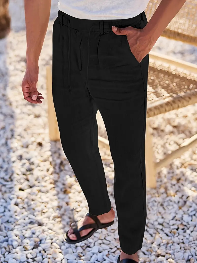 Nichols | Pantalon large en lin avec cordon
