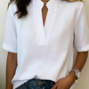 Margaux | Blouse Chic à Col en V et Détail Doré