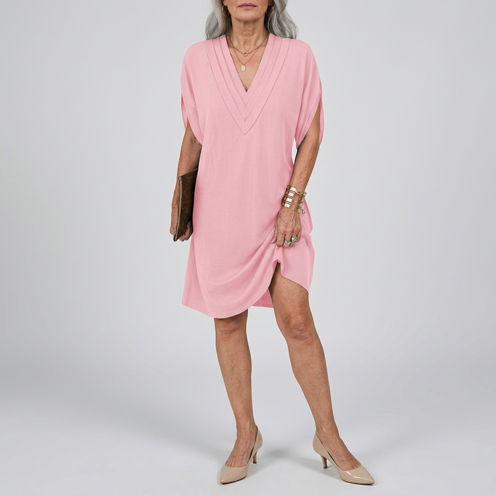 Hailey | Robe élégante à col V et jupe fluide