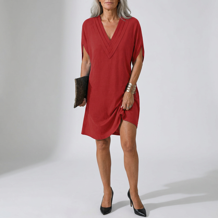 Hailey | Robe élégante à col V et jupe fluide