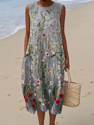 Linda | Robe midi patchwork en coton