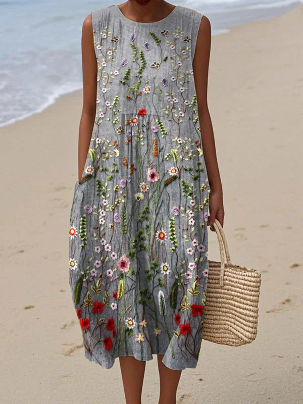 Linda | Robe midi patchwork en coton