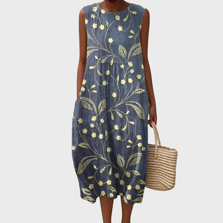 Linda | Robe midi patchwork en coton