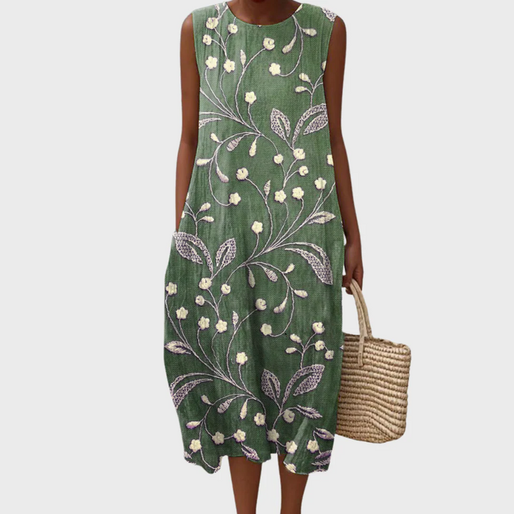 Linda | Robe midi patchwork en coton