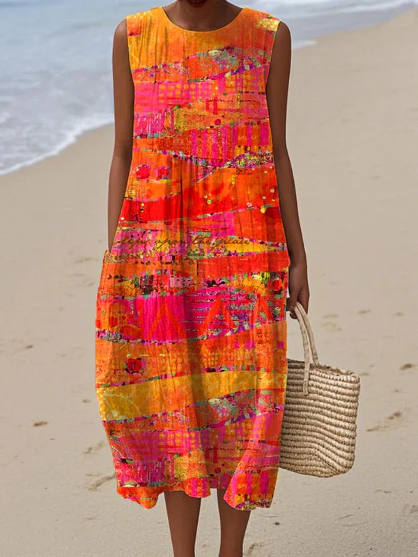 Linda | Robe midi patchwork en coton
