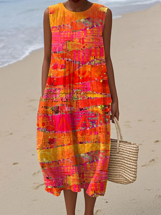 Linda | Robe midi patchwork en coton