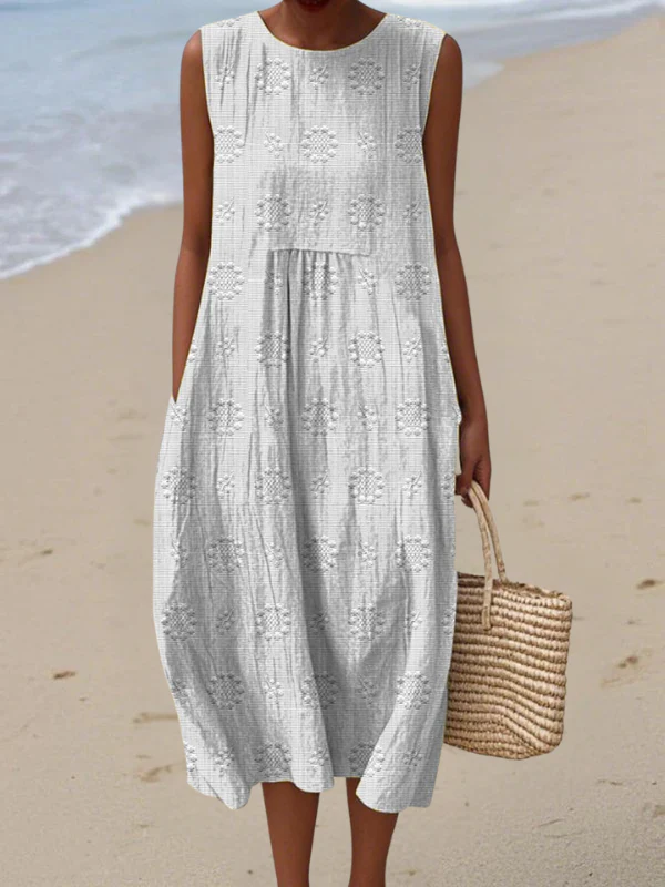 Linda | Robe midi patchwork en coton