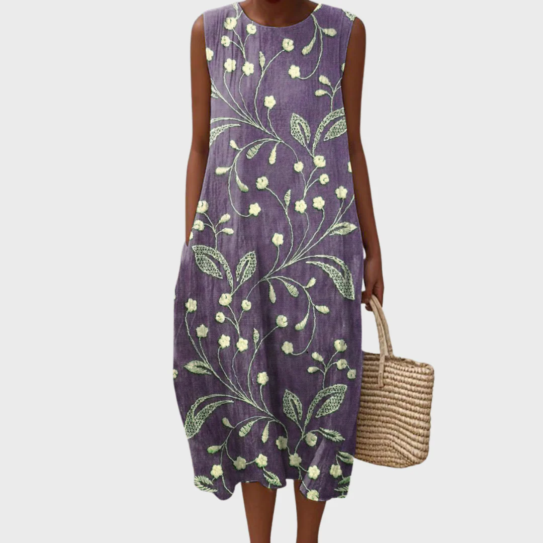 Linda | Robe midi patchwork en coton