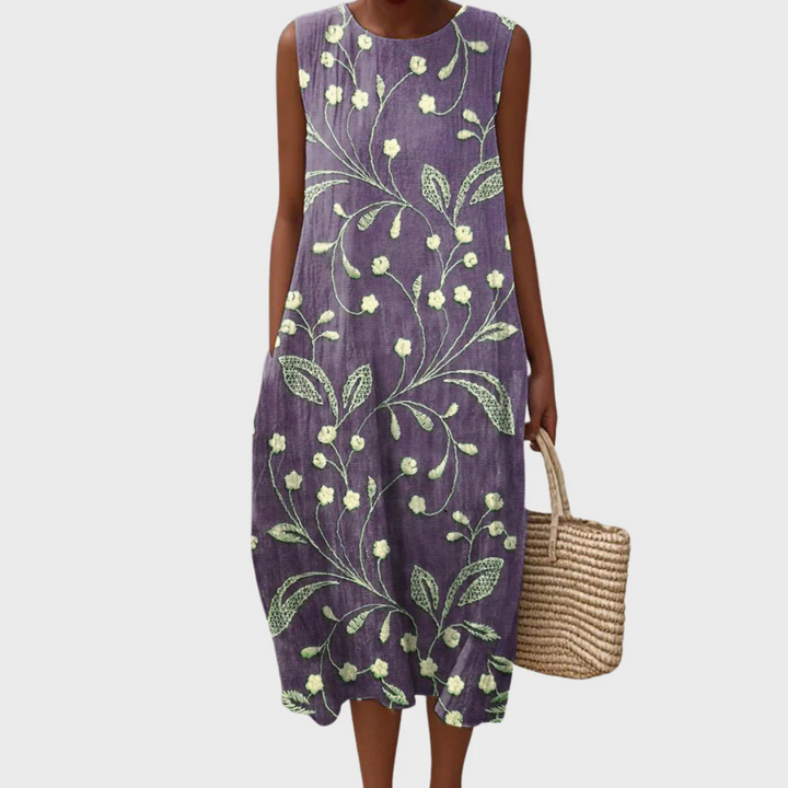 Linda | Robe midi patchwork en coton