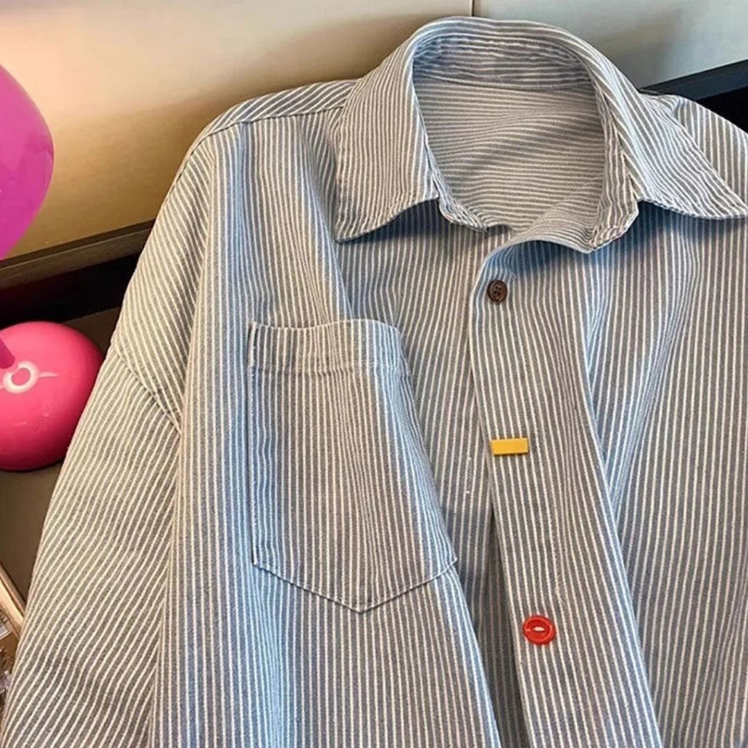 Chelsea | Blouse rayée élégante aux détails colorés