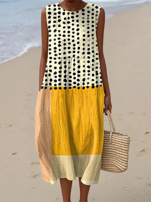 Linda | Robe midi patchwork en coton