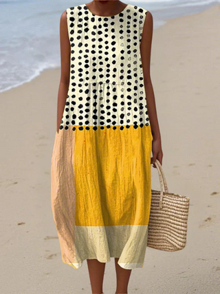 Linda | Robe midi patchwork en coton