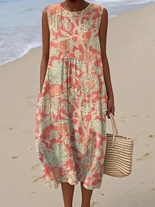 Linda | Robe midi patchwork en coton