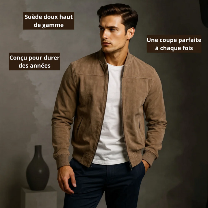 Hugo | Bomber en cuir suédé