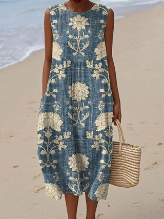Linda | Robe midi patchwork en coton