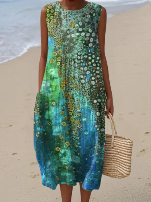 Linda | Robe midi patchwork en coton