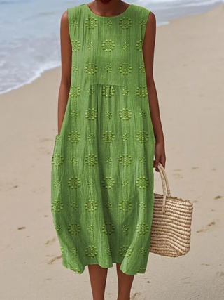 Linda | Robe midi patchwork en coton