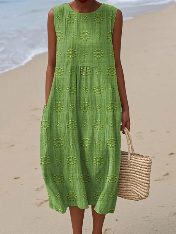 Linda | Robe midi patchwork en coton