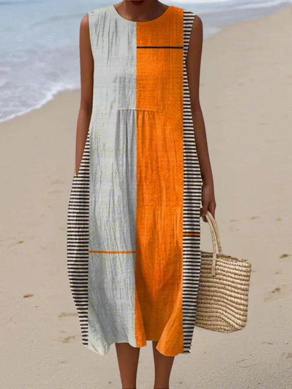 Linda | Robe midi patchwork en coton