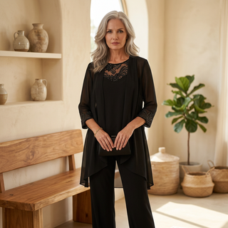 Ashley | Ensemble élégant trois pièces en mousseline