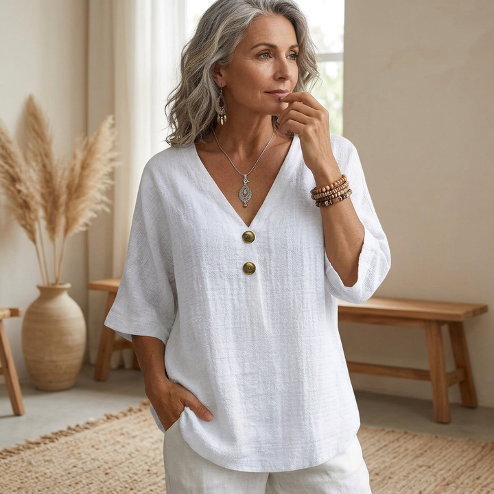 Celeste | Blouse élégante en lin texturé au charme intemporel