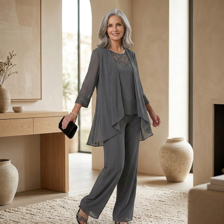 Ashley | Ensemble élégant trois pièces en mousseline
