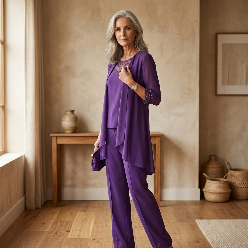 Ashley | Ensemble élégant trois pièces en mousseline
