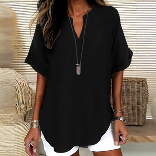 Laurel | Blouse décontractée à col V et manches courtes