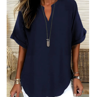 Laurel | Blouse décontractée à col V et manches courtes