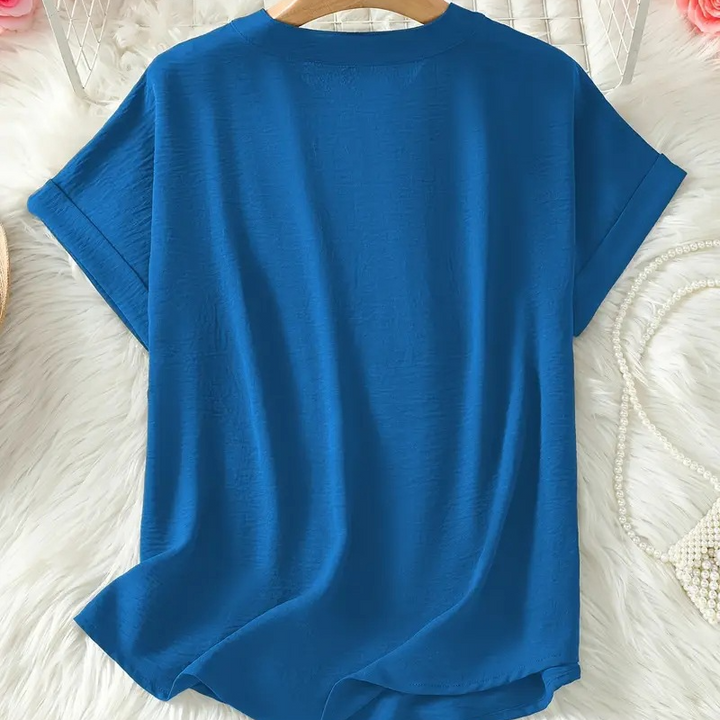 Laurel | Blouse décontractée à col V et manches courtes